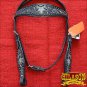 HILASON WESTERN LEATHER HORSE BRIDLE HEADSTALL BLACK BLING STAR INLAY