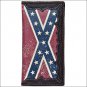 7 1/4 x 3 1/2 3D TAN WESTERN HAND TOOLED VINTAGE FLAG LEATHER MENS RODEO WALLET