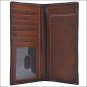 7 1/4 x 3 1/2 3D TAN WESTERN HAND TOOLED VINTAGE FLAG LEATHER MENS RODEO WALLET