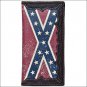 7 1/4 x 3 1/2 3D TAN WESTERN HAND TOOLED VINTAGE FLAG LEATHER MENS RODEO WALLET