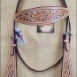 HILASON WESTERN LEATHER HORSE HEADSTALL BREAST COLLAR TAN / BROWN / BLACK CONCHO