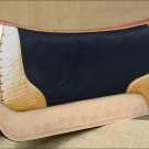 FP835-F HILASON WESTERN WOOL FELT SADDLE PAD W/ GOLD ALLIGATOR PRINT LEATHER