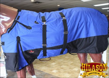 69" HILASON 1200D WATERPROOF WINTER TURNOUT HORSE BLANKET BELLY WRAP BLUE BLACK