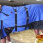 69" HILASON 1200D WATERPROOF WINTER TURNOUT HORSE BLANKET BELLY WRAP BLUE BLACK