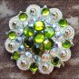 SET OF 4 PERIDOT GREEN AB CRYSTAL 1-1/4in BERRY CONCHO RHINESTONE SADDLE TACK