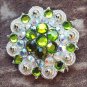 SET OF 4 PERIDOT GREEN AB CRYSTAL 1-1/4in BERRY CONCHO RHINESTONE SADDLE TACK