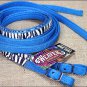 WEAVER BLUE WESTERN TACK ZEBRA OVERLAY HORSE SPLIT REINS