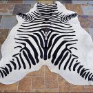 HS907F- HILASON ZEBRA STENCIL PURE BRAZILIAN HAIR ON FULL COWHIDE LEATHER RUG