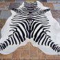 HS907F- HILASON ZEBRA STENCIL PURE BRAZILIAN HAIR ON FULL COWHIDE LEATHER RUG