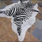 HS907F- HILASON ZEBRA STENCIL PURE BRAZILIAN HAIR ON FULL COWHIDE LEATHER RUG