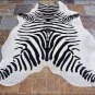 HS907F- HILASON ZEBRA STENCIL PURE BRAZILIAN HAIR ON FULL COWHIDE LEATHER RUG