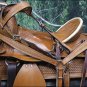 WESTERN LEATHER YOUTH CHILD BARREL RACING TRAIL SADDLE W/ BRIDLE COLLAR SET 14"
