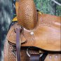 WESTERN LEATHER YOUTH CHILD BARREL RACING TRAIL SADDLE W/ BRIDLE COLLAR SET 14"