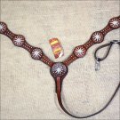HILASON WESTERN LEATHER HORSE BREAST COLLAR MAHOGANY W/ SPUR CONCHO