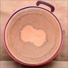 AH-3 HILASON HORSE MEDIUM PINK MOLDED HEAVY DUTY ABS ROPE CAN W/ LEATHER TRIM