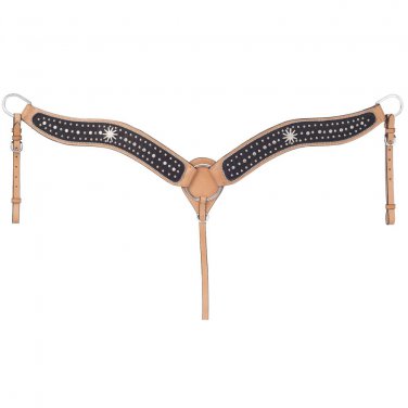 TOUGH 1 HIGH NOON SPUR ROWEL BREASTCOLLAR W/ BLACK HAIR OVERLAY