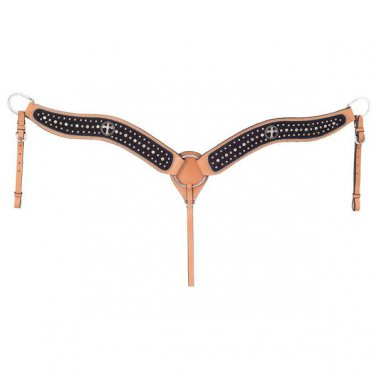 TOUGH 1 MIDNIGHT RUN CROSS CONCHO BREASTCOLLAR W/ BLACK OVERLAY