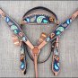 HILASON WESTERN LEATHER HORSE BRIDLE HEADSTALL BREAST COLLAR HAND PAINT PAISLEY
