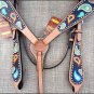 HILASON WESTERN LEATHER HORSE BRIDLE HEADSTALL BREAST COLLAR HAND PAINT PAISLEY