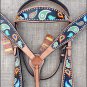 HILASON WESTERN LEATHER HORSE BRIDLE HEADSTALL BREAST COLLAR HAND PAINT PAISLEY