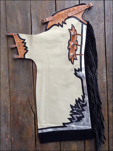 HILASON PRO RODEO BRONC BULL-RIDING SHOW SMOOTH LEATHER CHAPS PBR PRCA CH225F