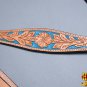HILASON LEATHER WESTERN HORSE BRIDLE HEADSTALL BREAST COLLAR TAN TURQUOISE INLAY