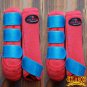 LARGE HILASON GLITTER BLUE HORSE FRONT REAR LEG PROTECTION SPORTS BOOTS 4 PACK