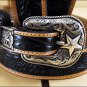 32 inch JUSTIN FLORAL TOOLED TAPER WESTERN LEATHER MANS BELT BLACK
