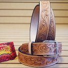NEW HILASON HANDMADE FLORAL TOOL HEAVY DUTY WESTERN WORK LEATHER MENS BELT - TAN