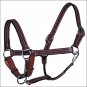 1" HILASON WESTERN HORSE DOUBLE STITCHED LEATHER BROWN HALTER W/ SS HARDWARE