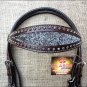 HILASON WESTERN LEATHER HORSE BRIDE HEADSTALL BROWN W/ SILVER INLAY
