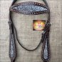 HILASON WESTERN LEATHER HORSE BRIDE HEADSTALL BROWN W/ SILVER INLAY