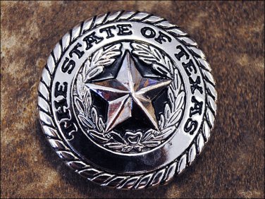 CN110F- 1 STATE OF TEXAS STAR W/ ROPE EDGE CONCHO HEADSTALL SADDLE TACK CONCHO