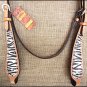 HILASON WESTERN LEATHER HORSE BRIDLE HEADSTALL ZEBRA HAND PAINT