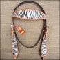 HILASON WESTERN LEATHER HORSE BRIDLE HEADSTALL ZEBRA HAND PAINT