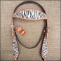 HILASON WESTERN LEATHER HORSE BRIDLE HEADSTALL ZEBRA HAND PAINT