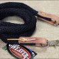 BLACK 8ft WEAVER HORSE POLY ROPING REINS W/ LEATHER LACES LOOP ENDS