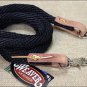 BLACK 8ft WEAVER HORSE POLY ROPING REINS W/ LEATHER LACES LOOP ENDS