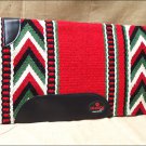 FEP264 HILASON WESTERN NEW ZEALAND WOOL HORSE SADDLE BLANKET RED GREEN BLACK