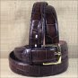 38 X 1 1/2" 3D BROWN MENS DRESS GATOR PRINT LEATHER BELT REMOVABLE BRASS BUCKLE