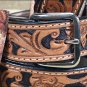 46" HILASON HEAVY DUTY HAND MADE BUFFALO HIDE LEATHER STICHED GUN HOLSTER BELT