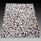 HR122 HILASON HOME DECOR COWHIIDE HAIR ON LEATHER PATCHWORK AREA RUGS CARPET