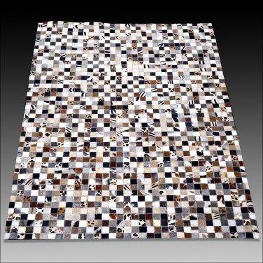 HR122 HILASON HOME DECOR COWHIIDE HAIR ON LEATHER PATCHWORK AREA RUGS CARPET