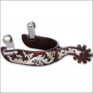 PROFESSIONAL CHOICE ANTIQUE BROWN BOB AVILA LADIES SPUR FLORAL SILVER ENGRAVED