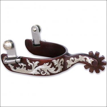 PROFESSIONAL CHOICE ANTIQUE BROWN BOB AVILA LADIES SPUR FLORAL SILVER ENGRAVED