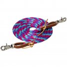 3/8" X 8' WEAVER LEATHER ENDS POLY ROPER REIN W/ SCISSOR SNAP TURQUOISE