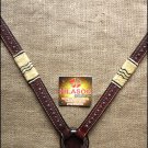 S497 HILASON WESTERN LEATHER RAWHIDE BRAIDED HORSE BREAST COLLAR - DARK BROWN