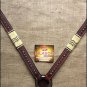 S497 HILASON WESTERN LEATHER RAWHIDE BRAIDED HORSE BREAST COLLAR - DARK BROWN
