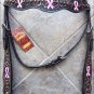 HILASON WESTERN LEATHER HORSE BRIDLE HEADSTALL BROWN PINK BREAST CANCER RIBBON