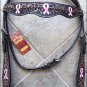 HILASON WESTERN LEATHER HORSE BRIDLE HEADSTALL BROWN PINK BREAST CANCER RIBBON